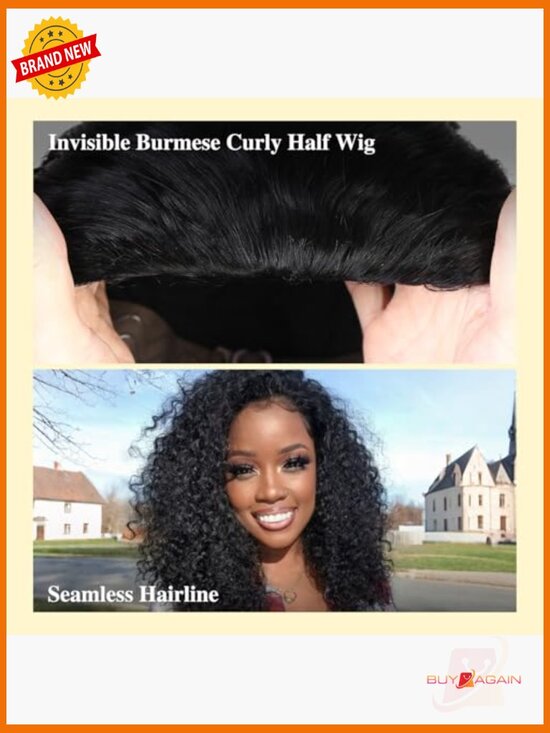 Burmese Curly Human Hair Half Wig 18\